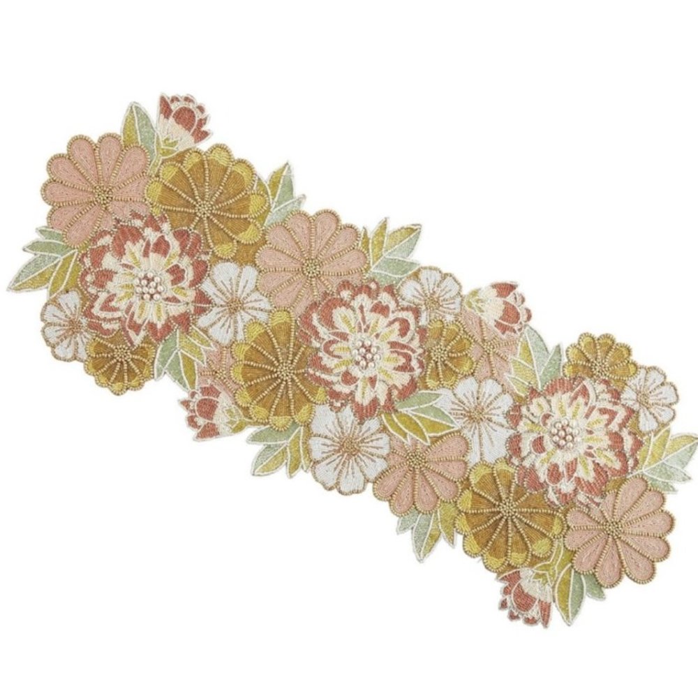 Pier 1 Romantic Flower Beaded Table Runner (2)